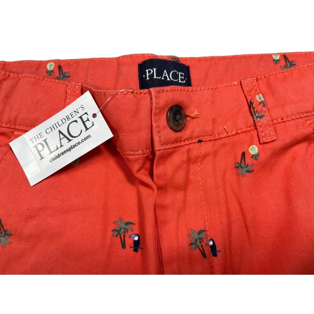 The Children's Place Boys Chino Shorts Lot Size 10 NWT Flamingo Palm Tree Tropic